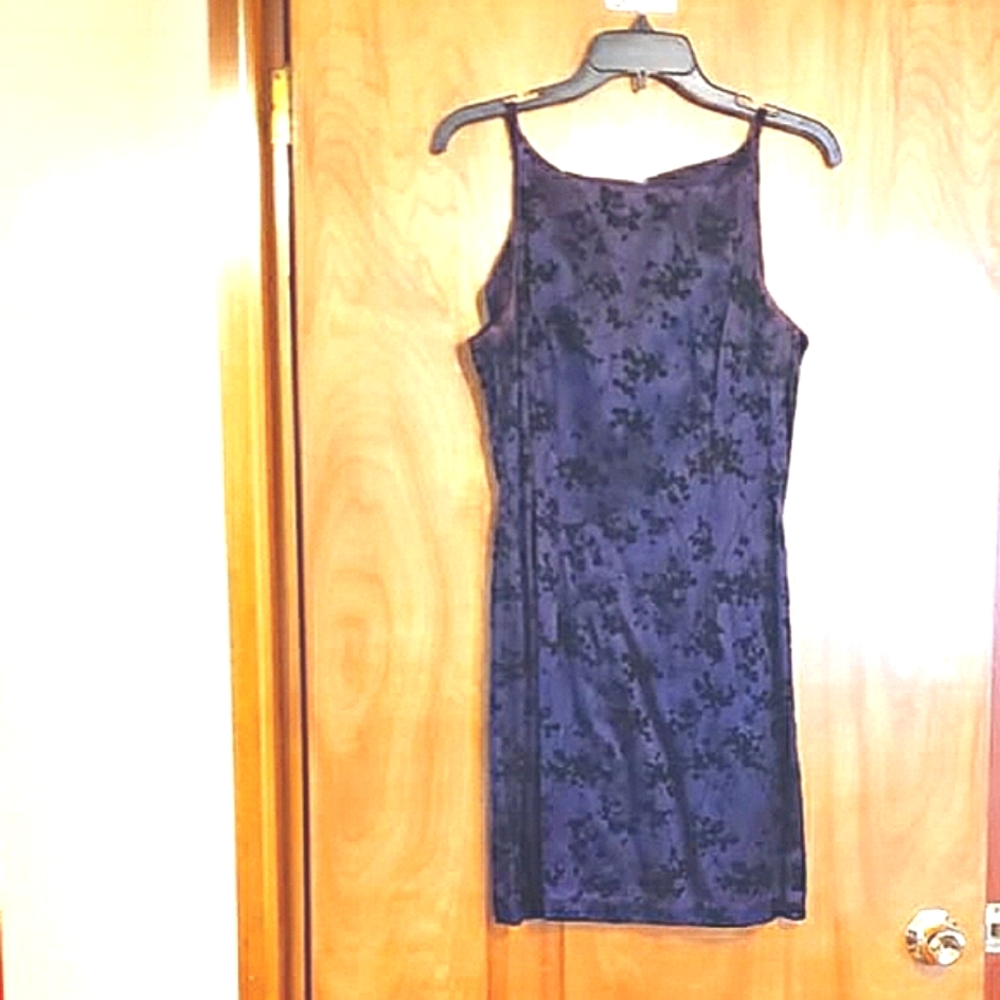 Purple Satin and Black Velvet Dress